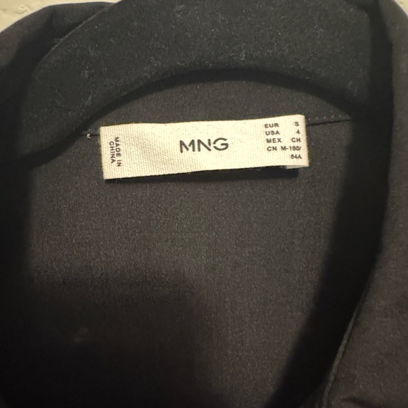 MANGO Ruched Detail Collared Neck Mini Dress Black US 4 - Picture 2 of 5